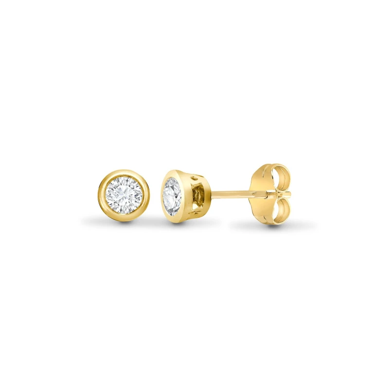 Image of Jewelco London 18ct Gold 0.2ct Diamond Solitaire Stud Earrings - 18E009-020 Gold female