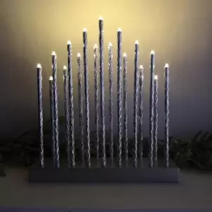 image of 29cm Premier Christmas Candlebridge with 17 LEDs in Silver Aluminium Battery Operated