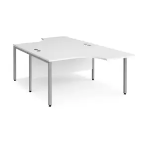 image of Office Desk 2 Person Corner Desk 1400mm White Tops With Silver Frames Maestro 25