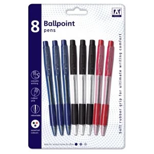 image of A Star Ballpoint Pens With Grips Pack 8