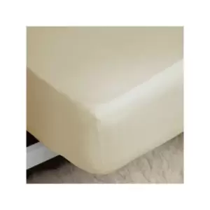 Image of Belledorm Easycare Polycotton Percale 200 Thread Count 11" Deep Fitted Sheet, Cream, Single