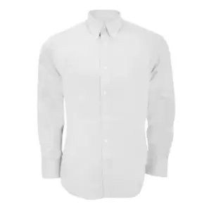 Image of Kustom Kit Mens Long Sleeve Tailored Fit Premium Oxford Shirt (14inch) (White)