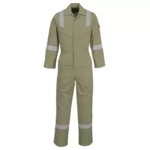 Image of Biz Flame Mens Flame Resistant Super Lightweight Antistatic Coverall Khaki Large 32"