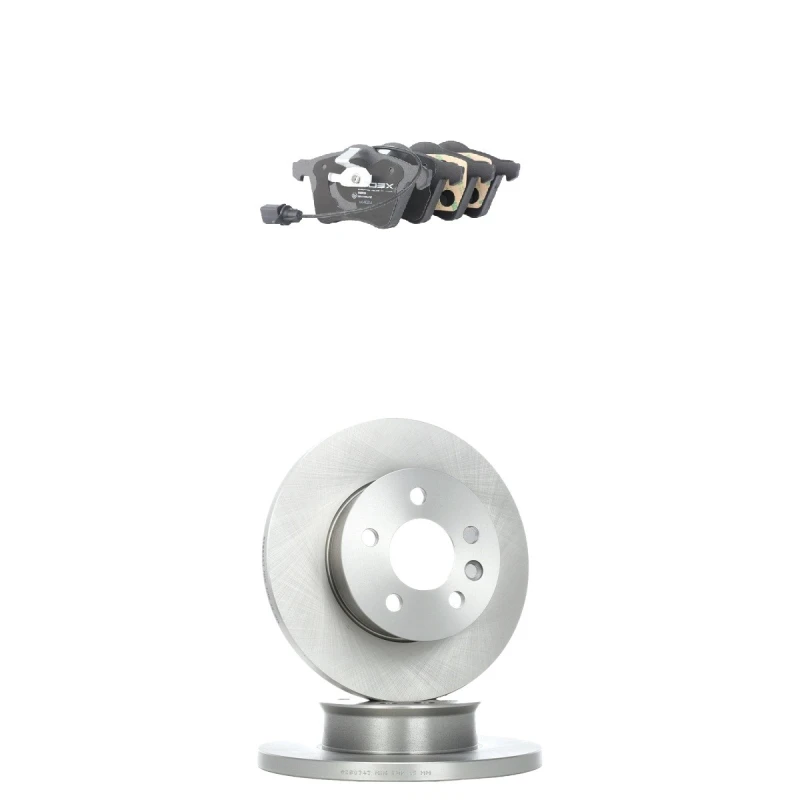Image of RIDEX 3405B1928 Brake disc and pads set Front Axle, Brake Disc Type: Solid, incl. wear warning contact Brake Set,disc brakes (3405)