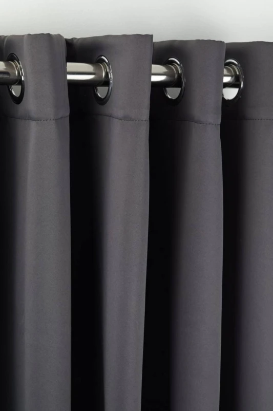 Image of New Edge Blinds Essential Woven Thermal Blackout Eyelet Curtains in Charcoal Size: 168cm width x 183cm drop Charcoal Unisex 168cm width x 183 cm
