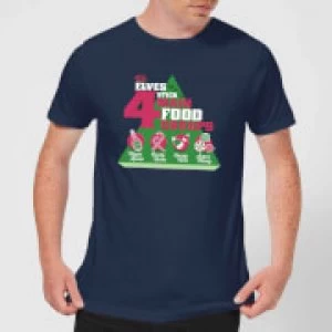 Image of Elf Food Groups Mens Christmas T-Shirt - Navy - L