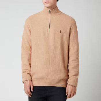 Image of Polo Ralph Lauren Mens Cotton Quarter Zip Jumper - Camel Melange - M