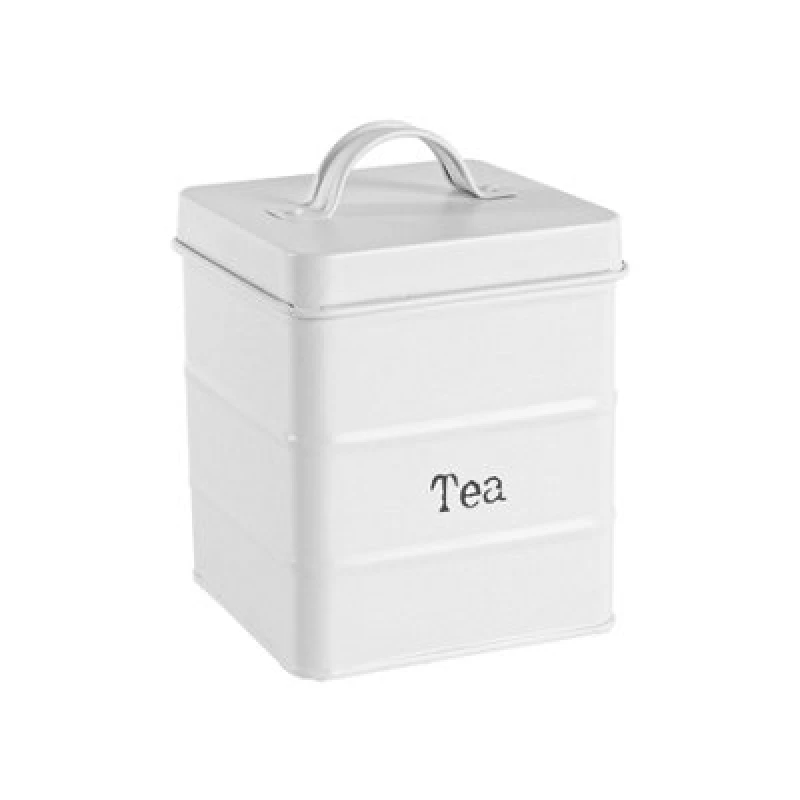 Image of Harbour Housewares Metal Tea Storage Canister - White - 1X Vintage Retro Food Storage Canister Tea Caddy Food Container Tin