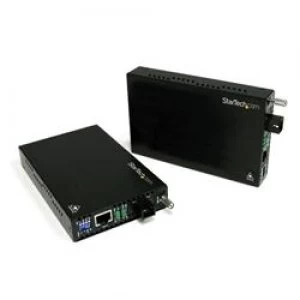 image of StarTech.com 10/100 Mbps Ethernet Single Mode WDM Fiber Media Converter Kit SC 20km