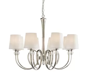Image of 8 Light Multi Arm Lamp Chandelier Polished Nickel Plate, Clear Crystal, E14
