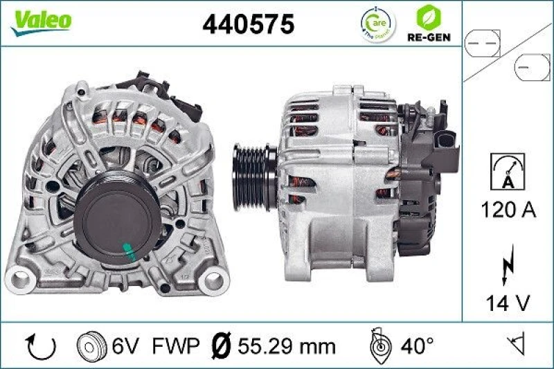 Image of VALEO 440575 Generator VALEO RE-GEN REMANUFACTURED Alternator Charging Current: 120A, Voltage: 14V Alternator (4)