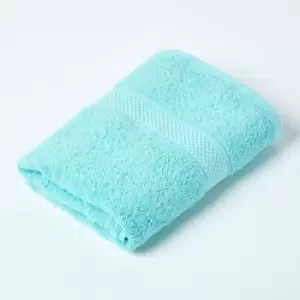 Image of HOMESCAPES Turkish Cotton Guest Towel, Aqua - Aqua Blue