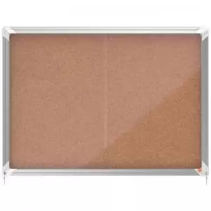 Image of Nobo Premium Plus Cork Lockable Noticeboard Display Case Sliding Door