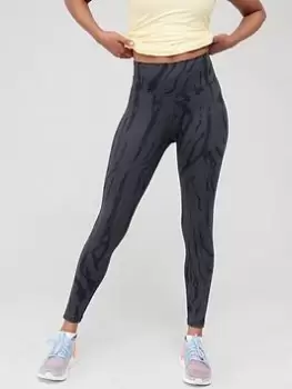 Image of adidas Optime Training Icons Printed 7/8 Leggings - Grey/Black, Grey/Black Size XL Women