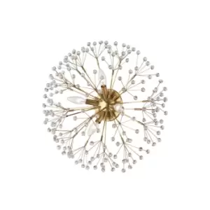 Image of Dunkirk 4 Light Flush Mount Brass, Crystal