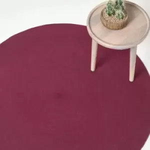 Image of Plum Handmade Woven Braided Round Rug, 120cm - Purple - Homescapes