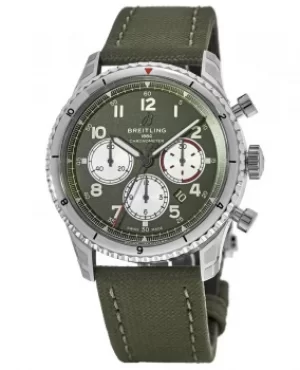 Image of Breitling Aviator 8 Chronograph 43 Curtiss Warhawk Green Dial Green Canvas Strap Mens Watch AB01192A1L1X1 AB01192A1L1X1