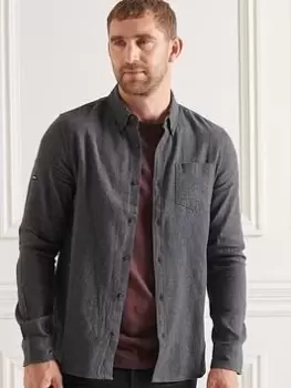 Image of Superdry Studios Brushed Flannel Shirt - Navy, Size 2XL, Men