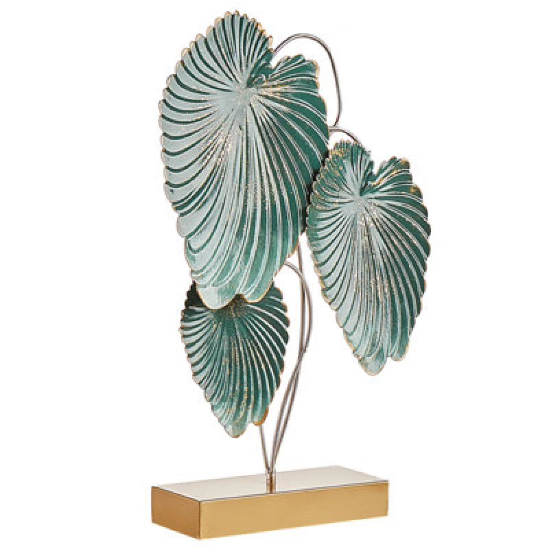 Image of Beliani Figurine Leaf Sodium Metal Teal