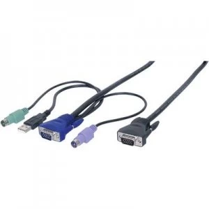 Image of Digitus KVM Cable [2x PS/2 plug, VGA plug, USB 2.0 connector A - 1x VGA plug] 1.80 m Black