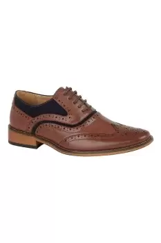 Image of Leather 5 Eye Wing Capped Brogue Oxford Shoe
