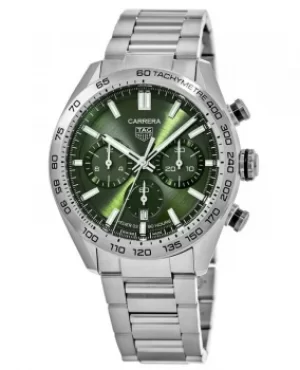Image of Tag Heuer Carrera Calibre Heuer 02 44mm Green Dial Steel Mens Watch CBN2A10.BA0643 CBN2A10.BA0643