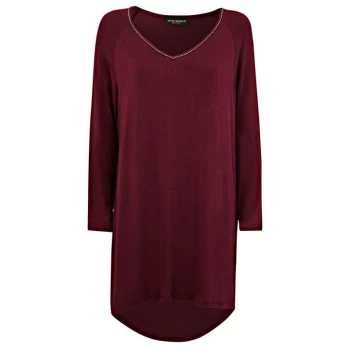 Image of James Lakeland Metallic Trim Jersey Top - Burgundy