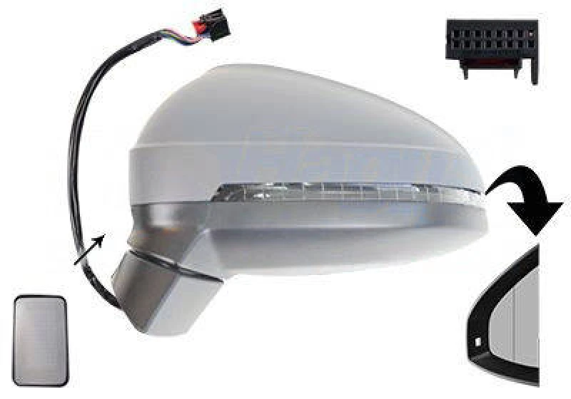 Image of VAN WEZEL 0346827 Wing mirror * HAGUS * Left, Automatic dimming, primed Outside Mirror (50)