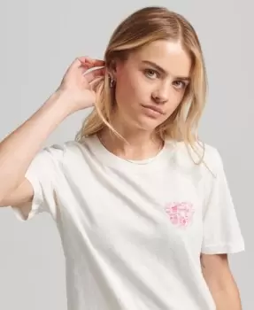 Image of Superdry Womens Peace & Love T-Shirt Cream / Oatmeal - Size: 10