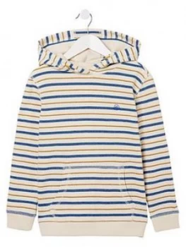 Image of Fat Face Boys Textured Stripe Popover Sweat Top - Ecru, Size 9-10 Years