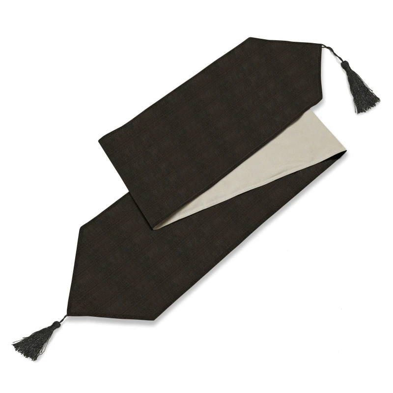 Image of Alan Symonds Durable Easy-Care Fade-Resistant Linen-Look Table Black unisex 33x180cm