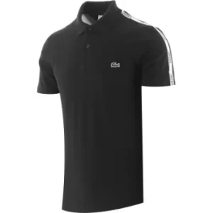 Lacoste Black Branded Bands Stretch Cotton Polo Shirt