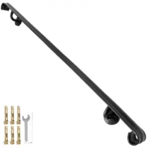 Image of VEVOR Stair Handrail Three Step Stair Rail 3ft Length Modern Handrails for Stairs Black Wrought Iron Indoor Handrail for Stairs 200lbs Capacity Wall M