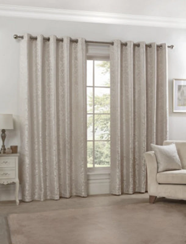 Image of Emma Barclay Eden Lined Eyelet Curtains, Cream - 46 X 72" Pair