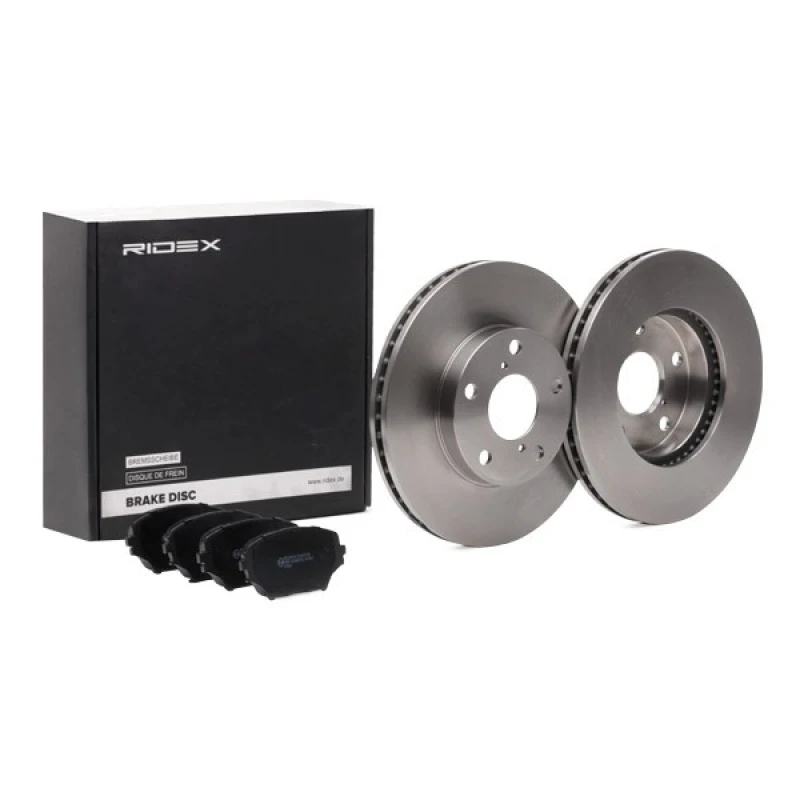 Image of RIDEX 3405B1299 Brake disc and pads set Front Axle, Brake Disc Type: Vented Brake Set,disc brakes (3405)