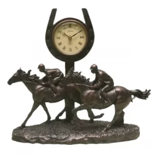 Image of Bronze Finish Galloping Past The Post Horse Mantel Clock