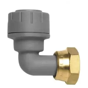 image of Polypipe - PolyPlumb PB1715 15mm x 1/2' Bent Tap Connector Brass Connecting Nut - 10 Pack