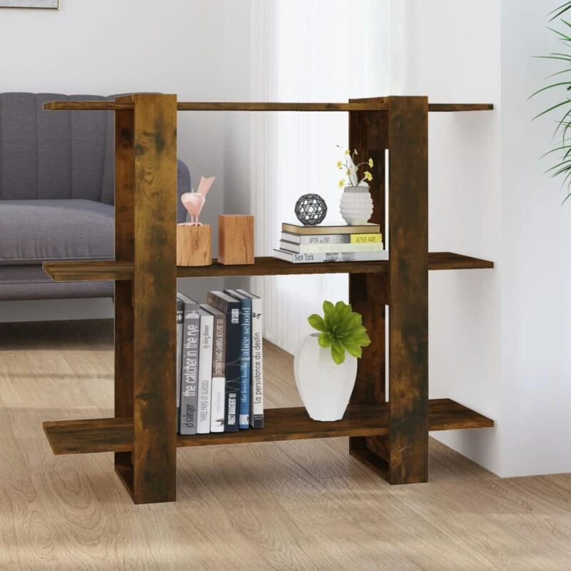 Image of VIDAXL Book Cabinet/Room Divider Smoked Oak 100x30x87cm Vidaxl 8720286843970