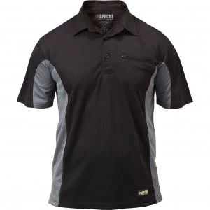 Image of Apache Mens Dry Max Polo Shirt Black / Grey 2XL