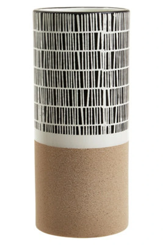 Image of Orsina Small Striped Vase, Ceramic Vase For Indoor Plants, Elevate Home With Small Floral Vase For Living Room