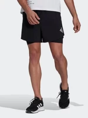 Image of adidas Designed 4 Running Two-in-one Shorts, Black Size XL Men