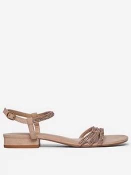 image of Dorothy Perkins Wide Fit Soo Jewled Sandal - Nude