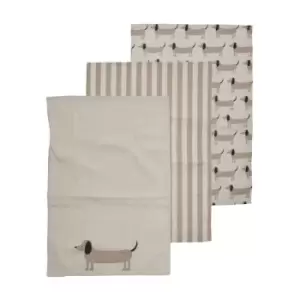 Image of Interiors By Ph Set Of Three Sausage Dog Tea Towels