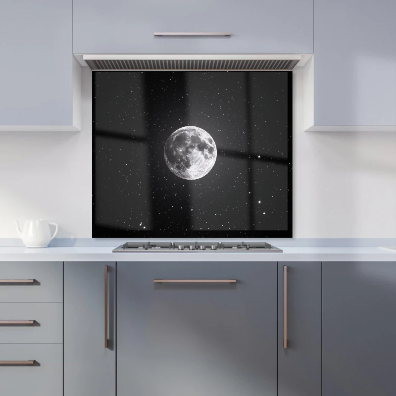 Image of Warren Reed - Designer Lunar Glow in the Night Sky Kitchen Splashback Size: 600mm x 750mm Multicolor Unisex 600mm x 750mm