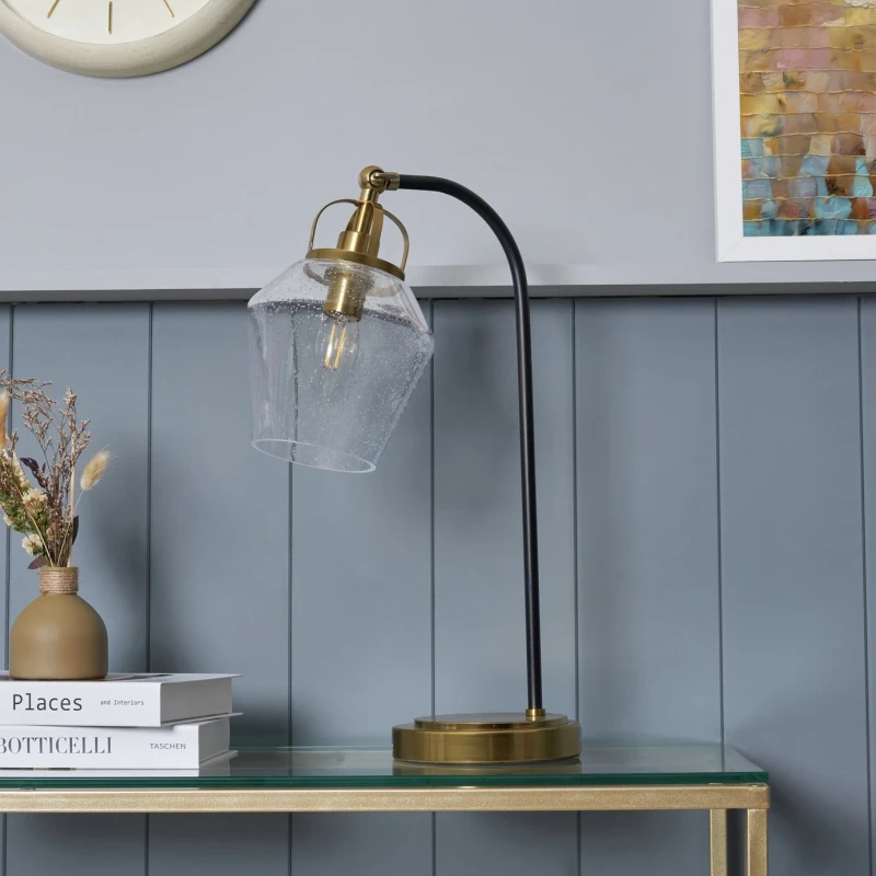 Image of BHS BHS Leni Bubble Glass Table Lamp - Brass & Black