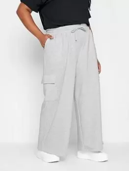 image of Yours Wide Leg Utility Jogger Oatmeal Marl, Grey, Size 18, Women