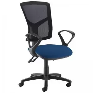 image of Senza high mesh back operator chair with fixed arms - Costa Blue