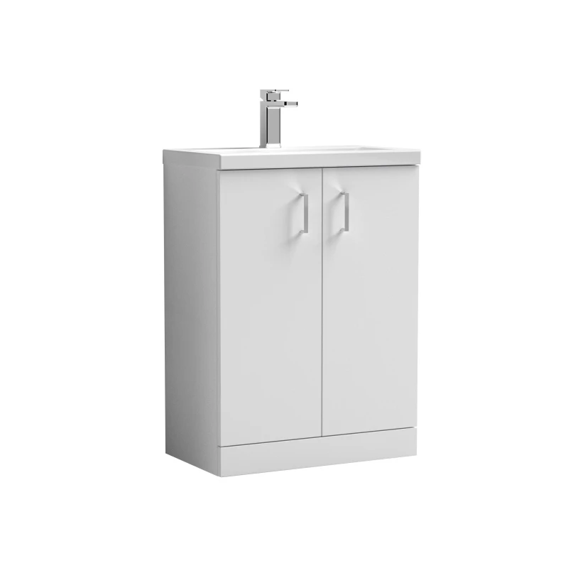 Image of Balterley Compact Floor Standing 2 Door Vanity Unit Ceramic Basin White 600mm White