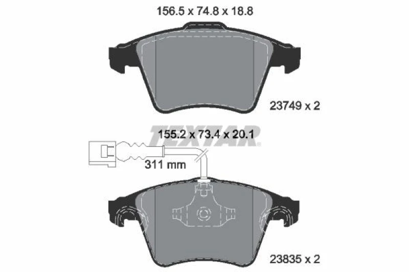 Image of Brake pad set TEXTAR 2374901