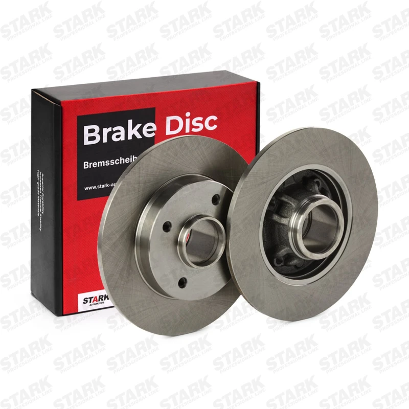 Image of STARK SKBD-0022806 Brake disc Rear Axle, solid, Cast Iron, Uncoated, Untreated, with wheel hub Cast Iron Brake Disc (82)